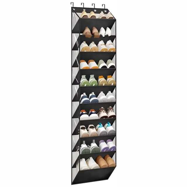 Happiq Schoenenorganizer 10-Laags - Hangend Opbergsysteem voor Deur & Kast - Zwart Black
