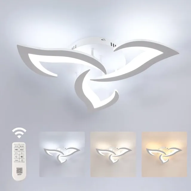 Haobosic Moderne dimbare LED-plafondlamp 35W 3937LM acryl 3000K-6500K plafondlamp met afstandsbediening voor slaapkamer/woonkamer, diameter 58 cm (wit)