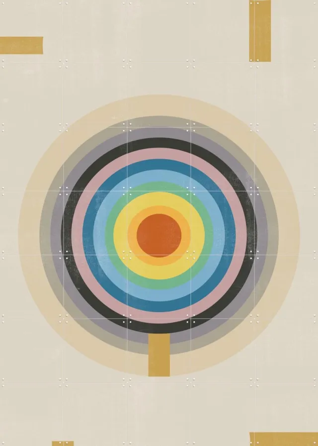 IXXI Point of Balance, The Miuus Studio & Various - 100 x 140 cm - Grote wanddecoratie en posters - Geometrische Kunst, Klassiek, Abstract, Kleurrijk Blauw
