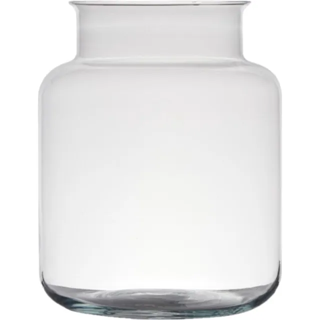 Bellatio Design Bloemenvaas - gerecycled glas - hoogte 24 cm - en diameter 17 cm - transparant - melkbus