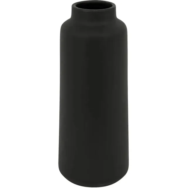 Atmosphera Bloemenvaas Emporor - mat zwart - keramiek - D12 x H30 cm - stelen en boeketten