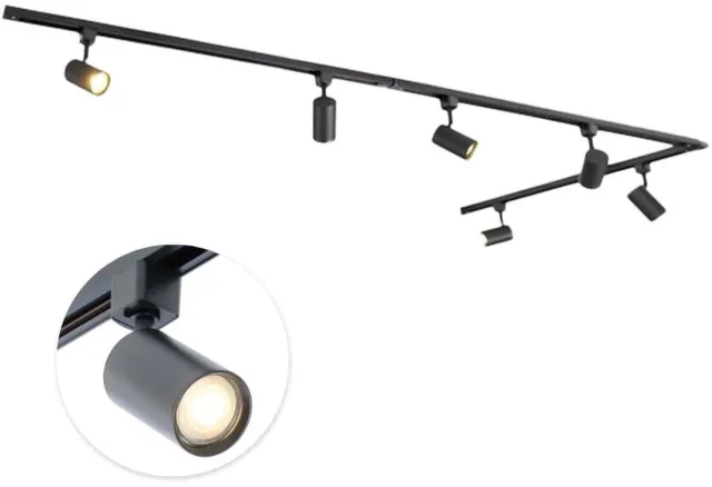 Qub Focus Railverlichting - Zwart - 400 cm - L-Vorm - 6x GU10 Spots - Dimbaar - Complete Set 400 cm - Zwart - L vorm - 6x spots