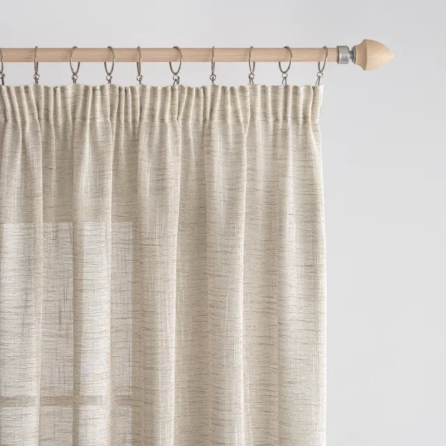 Ibenzoa Transparante Linnen Voile Gordijnen Set van 2 met Plooiband voor Woon- en Slaapkamer bruinachtig wit