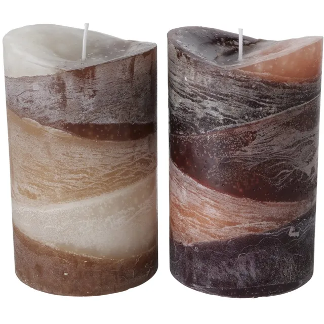 Boltze Sfeer kaars stompkaars gradientte - set van 2 -parafine - 15x9 cm - bruin amber creme