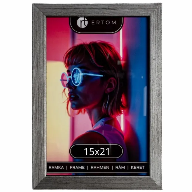 Ertom Houten Fotolijst 15x21cm - Oud Zilver, Glas, Modern