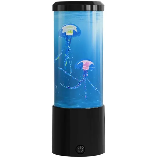 WiseGoods Luxe LED Kwallenlamp Nachtlamp – 7 Kleuren Lavalamp – Aquariumeffect Sfeerverlichting – Cadeau Decoratie - Woondecoratie Zwart