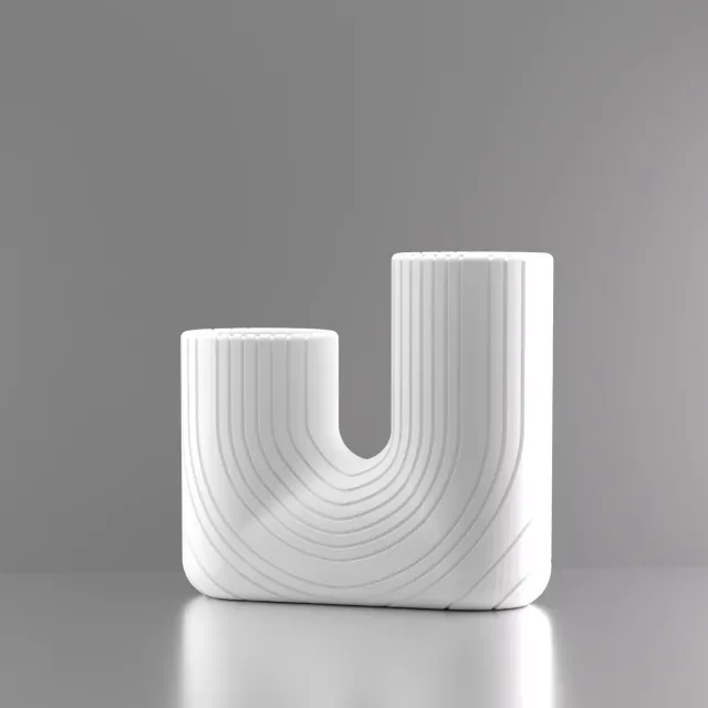 3d-gezellig Symbiose - Vaas - Wit - Maat 15 cm - Kunststof - Modern - Bloemenvaas - 100% gerecycled PLA (bioplastic)