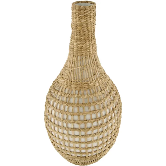 Youna Label Grote Hoge Vaas - Zeegras & Bamboe - Naturel - 52 cm