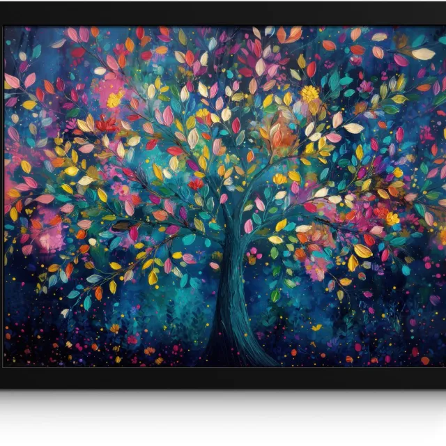 FrameYourWall Poster in lijst - Fotolijst 40x30 cm - Posters - Kleurrijk - Boom - Magisch - Abstract - Posterlijst zwart - Decoratie - Wanddecoratie woonkamer - Muurdecoratie slaapkamer