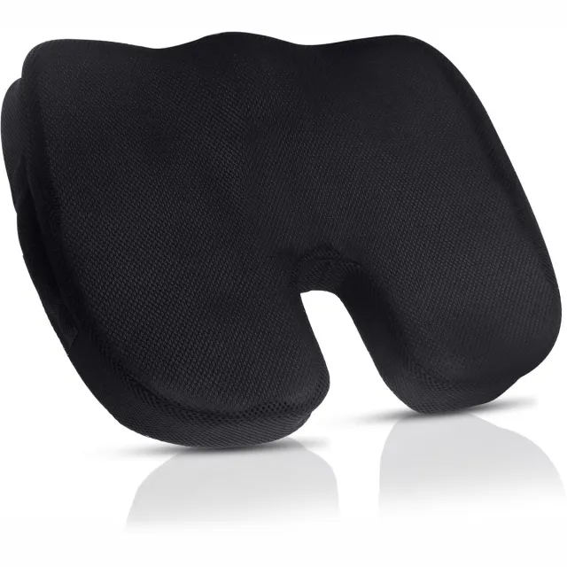 Floressa Ergonomisch Zitkussen van Traagschuim – Comfortabel Stoelkussen met Uitsparing – Voor Langdurig Zitten Zwart