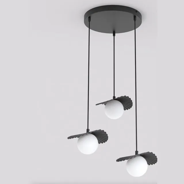 Emibig FLORA 3PREM BLACK OPAL - Moderne hanglamp voor sfeervolle verlichting Zwartachtig