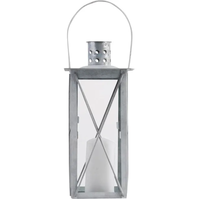 Esschert Design Klassieke rechthoekige lantaarn oud zink 25 cm Zilver