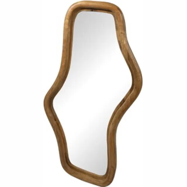 MySons Spiegel Wavy mangohouten lijst 80x44 cm - Naturel