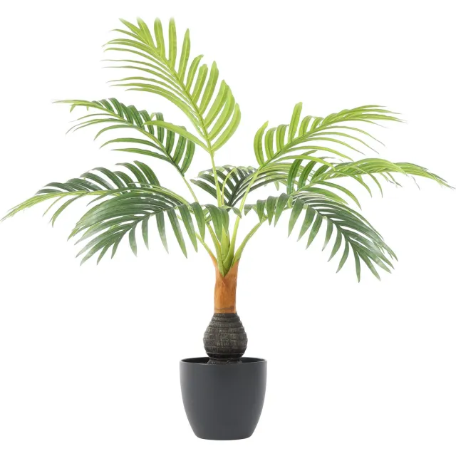 Kunst Bottle Palm | 60cm – Mini Palmboom – Nep Flessenpalm – Kleine Kunstpalm – Brede Stam – Tropische Decoratie lichtgroen