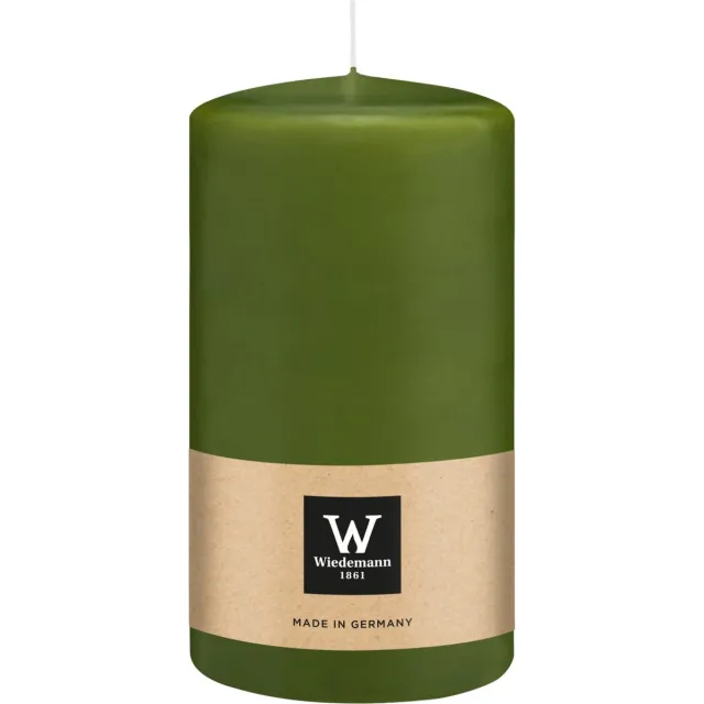 Wiedemann Cilinderkaars/stompkaars - olijfgroen - 13 x 7 cm - 52 branduren - zuilkaarsen Olijf groen