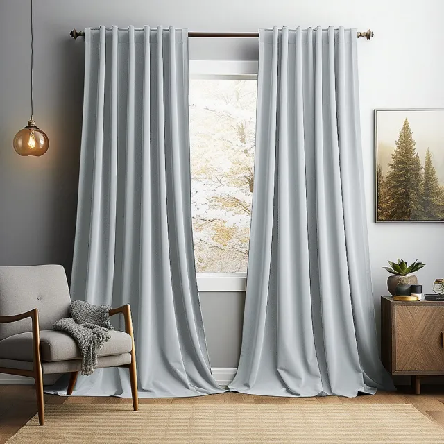 Qelus Gordijnen Blackout - Gordijnen - Gordijnen Kant en Klaar 2 Stuks - Fluwelen Gordijnen - Warmtewerend Gordijn - Geschikt Voor Woonkamer Slaapkamer - B 132 x H 244cm - Grijs wit Grijs-wit