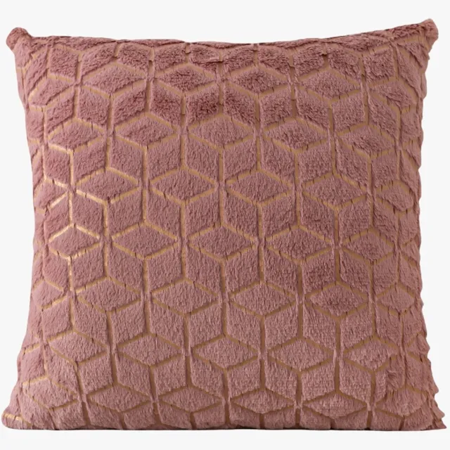 ilgi collection Sierkussenhoes met goudkleurig geometrisch patroon – Oudroze/Goud – 45 x 45 cm- Zonder vulling