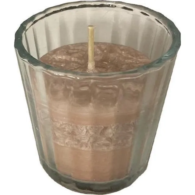 L28 Kaars glazen pot -zandkleur- 6 cm