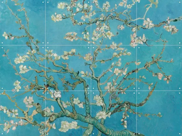 IXXI Amandelbloesem (1890), Vincent van Gogh (1853 - 1890) & Van Gogh Museum - 80 x 60 cm - Grote wanddecoratie en posters - Olieverf Koele tinten / Wit / Groen / Blauw