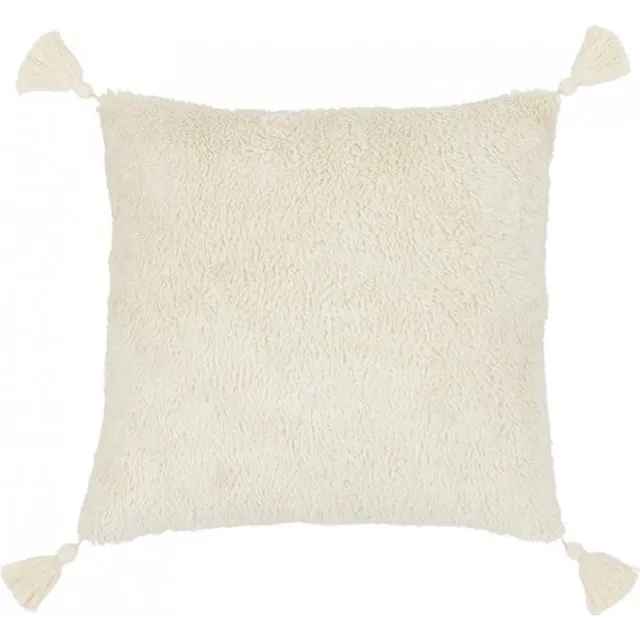 Cotton & Sweets Kussen Sheepskin Fringe Boho Vanilla Crème