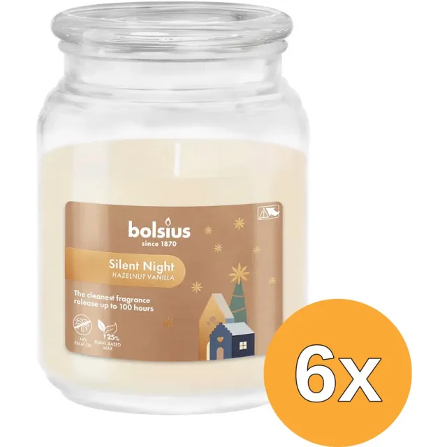 Bolsius 6x Bolsius Geurglas met deksel 135/100 True Glow Silent Night (1 stuk) crème