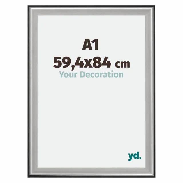 yd. Your Decoration - Fotolijst A1 59,4x84 cm - Hout - Zwart Zilver Gepolijst - Birmingham