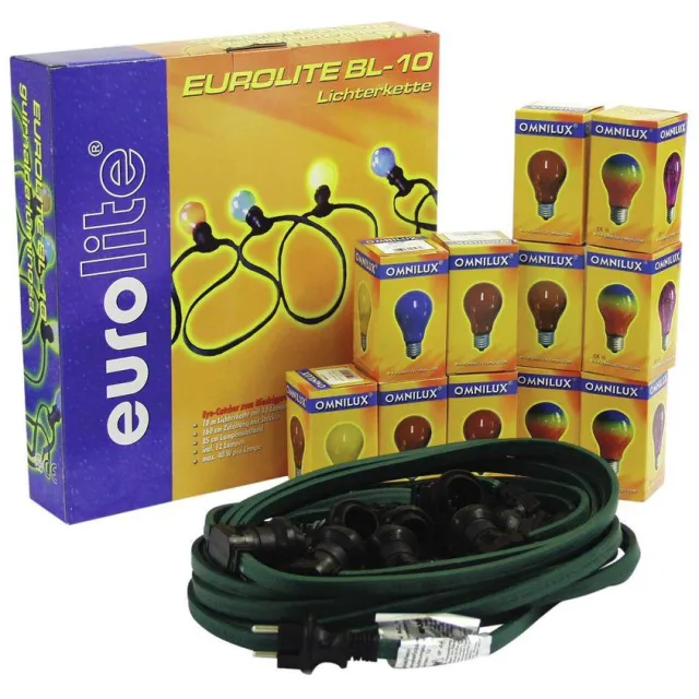 Eurolite Feestverlichting – Prikkabel – lichtsnoer – 10x E27 – inclusief lampen – 10m – Binnen & Buiten