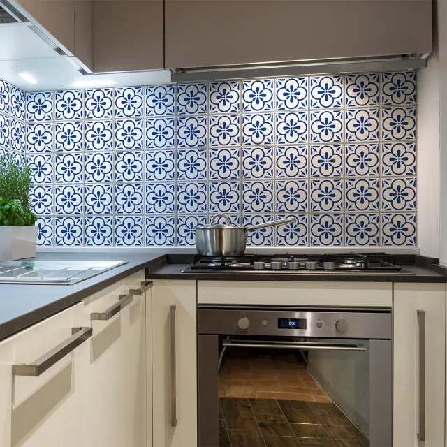 Ambiance Sticker Zelfklevende tegelmuurstickers voor keuken en badkamer - 30 Azulejos cementtegelstickers - 30 stickers 15x15cm Multi color