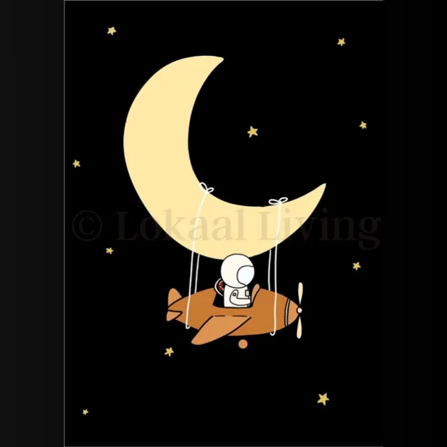 Lokaal Living a4 poster - luna zwart - illustratie ruimte - space
