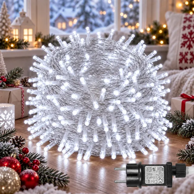 LAPAMAX Kerst Lichtsnoer Buiten IP44-Fairy Lights-LED Kerstverlichting Buiten-Lichtslinger met 8 Lichtstanden&Geheugen-Timer 6U/18U-Veilige 31V Laagspanning&Energiezuinig voor Tuin,Schutting&Kerstboom-400 LED-50m-Wit-1 Stuk