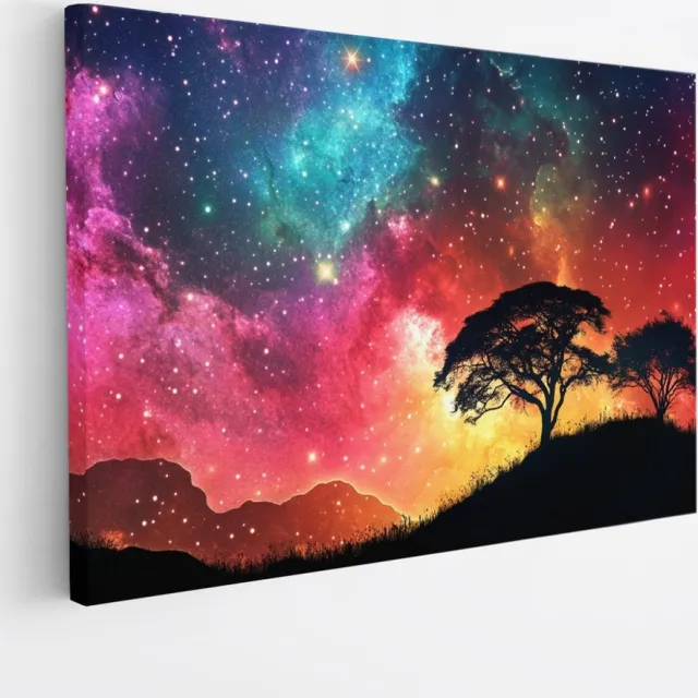 Saammp Canvas Schilderij - Natuur - Gekleurd Heelal - landschap - 90x60 - Foto op canvas - Wanddecoratie - Muurdecoratie Woonkamer - Slaapkamer decoratie - Canvas Print Multicolor