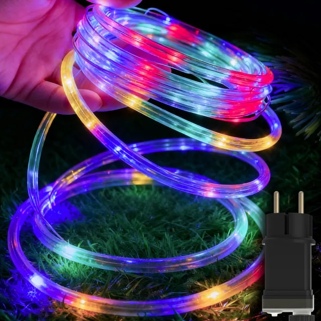 Froadp 10m 100LED-lichtbuis met stekker, Kerstverlichting buitenbuis met timer, 8 standen & dimbaar, IP44 waterdicht, decoratieve verlichting, RGB LED-verlichting, voor binnen- en buitengebruik, feesten, kerst, tuin, terrasdecoratie
