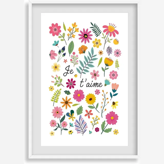 Imagine affiche A4 Poster Kleurrijke Bloemen Natuur Decoratie Woonkamer Badkamer
