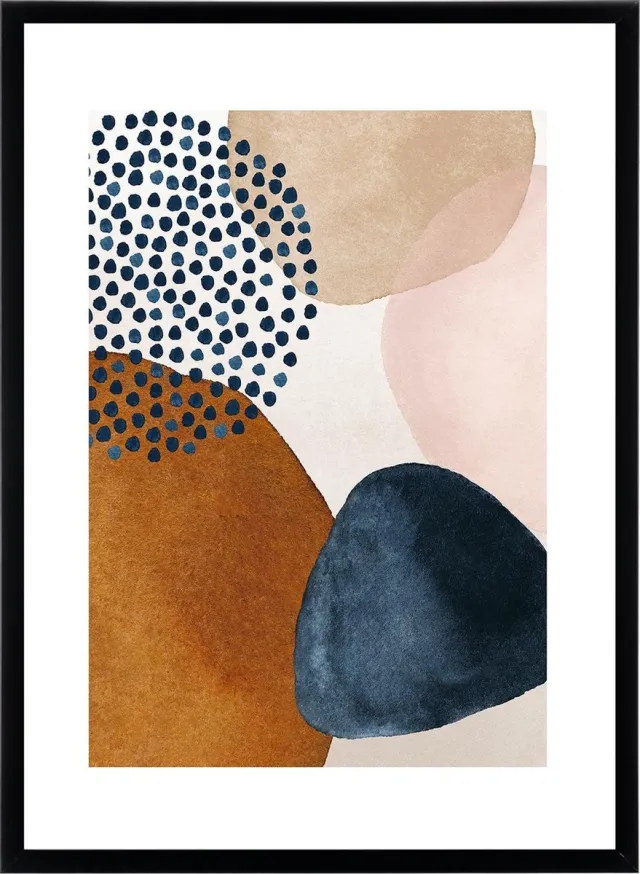 Esque Art Print Abstract - Waterverf Scandinavisch - Interieur Deco - Wanddecoratie Large - 50x70 cm Blauw | Bruin | Aquarel