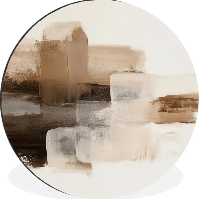 WallCircle Wandcirkel - Muurcirkel - Penseelstreken - Abstract landschap - Rust - Aluminium - Dibond - 60x60 cm - Binnen en Buiten
