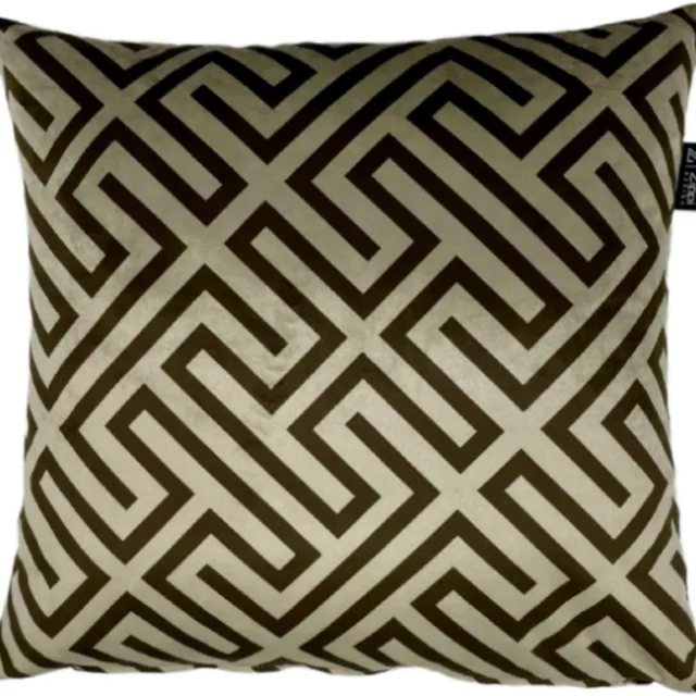 Zippi Design Sandy Velvet Geometric Brown 45x45 cm sierkussen kleur goud, beige bruin geometric motief - ACTIE nu inclusief veren vulling!