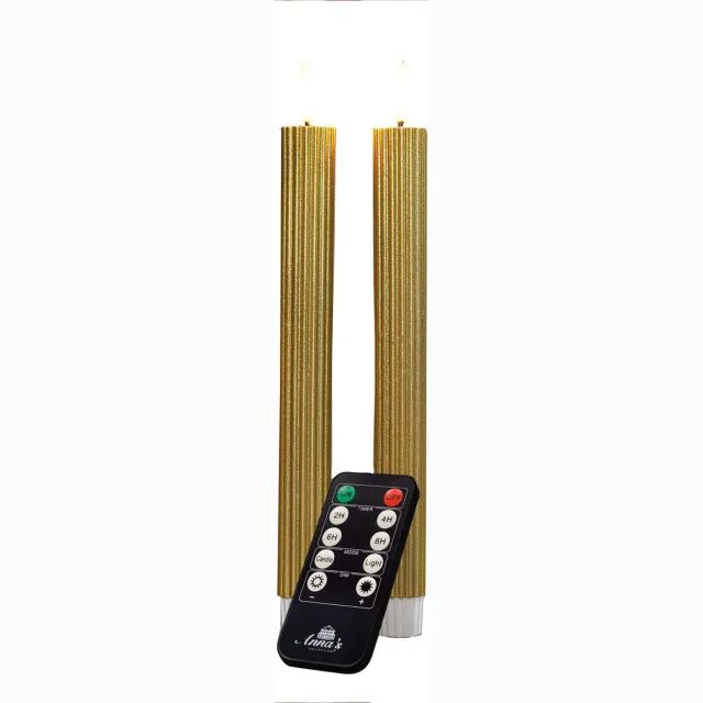 Anna's Collection LED dinerkaarsen - 2x st - goud - ribbel - afstandsbediening Goudkleurig