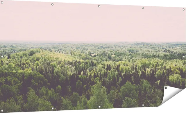 Gards Tuinposter Eindeloze Bos met Groene Bomen - 180x90 cm - Tuindoek - Tuindecoratie - Wanddecoratie buiten - Tuinschilderij Multikleur