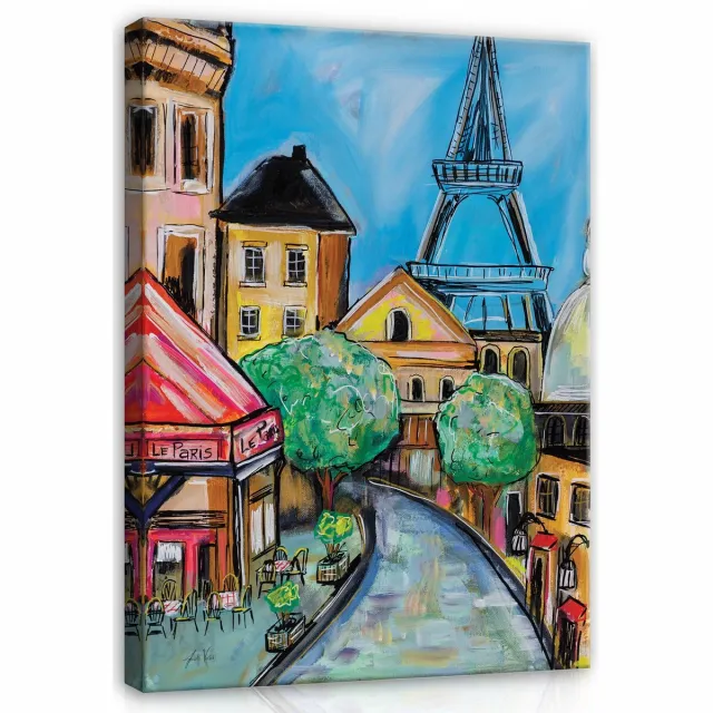WALLARENA Canvas schilderij - 60x40 cm - afbeelding van de Eiffeltoren in Parijs voor de slaapkamer multikleurig