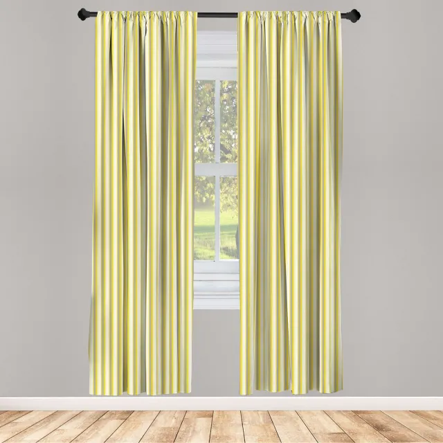 ABAKUHAUS Geel-Kokosnoot – 2-delig Raampaneel 75x245 cm – Microfiber Geel Grijs Kokosnoot