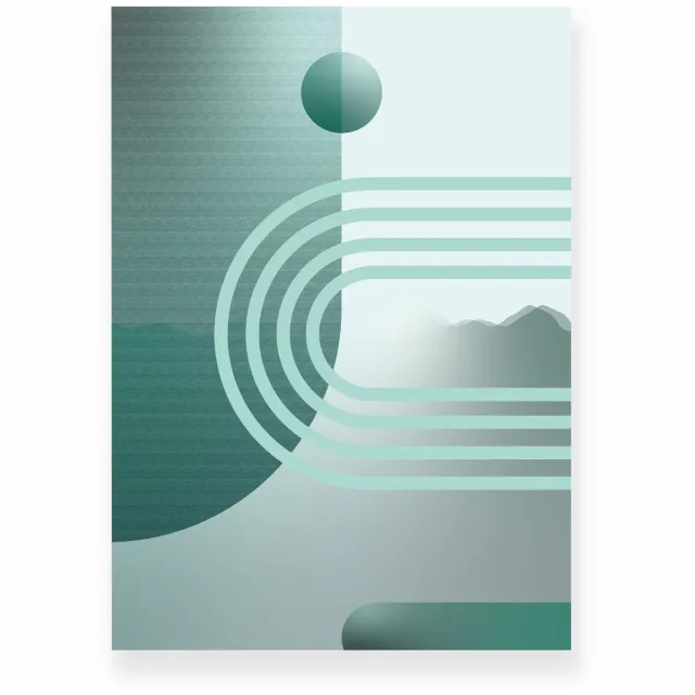 Yisual Poster 50x70 cm - Geometrische Vormen - Bogen - Lichtgrijs - Mintgroen - Abstract - Modern - Muurdecoratie - Wanddecoratie