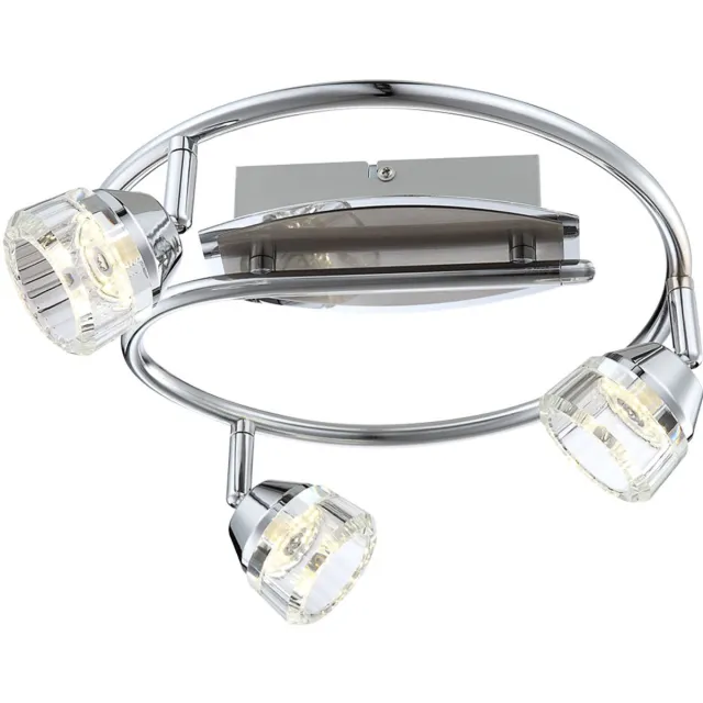 Globo Lighting LED plafond rondel licht chroom woonkamer eetkamer kristal glas schijnwerper beweegbaar zilver