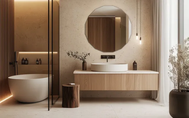 Coloray Geometrische Spiegel - Veelhoekige Spiegel - 60 x 60 cm - Wielhoekige Spiegel - Toiletspiegel Geometrisch - Exclusieve Vorm Spiegel - Symmetrische Spiegel - Spiegel Badkamer Vorm Grijs