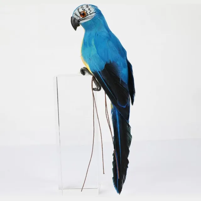 WiseGoods Handgemaakte Papegaai Met Veren - Nep Papegaai Ornament - Gazon Dieren Beeldje - Tuin Decoratie - 25cm - Blauw