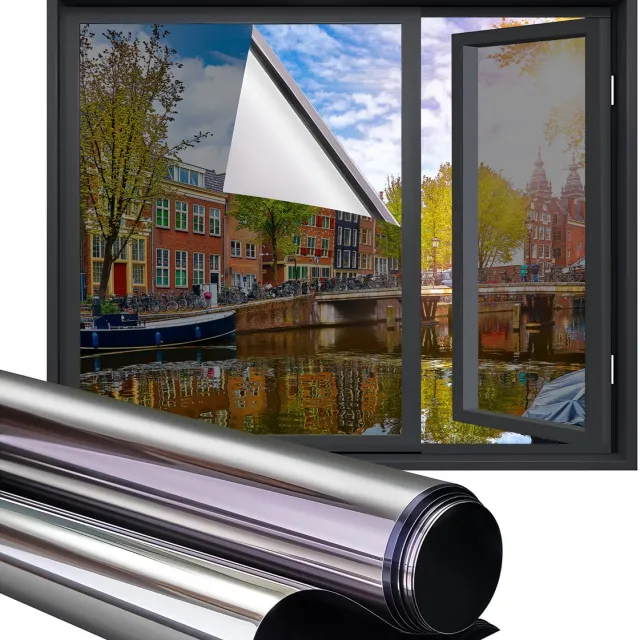 Homewell Zonwerende Raamfolie - 120x300cm – Isolerend & Hittebestendig - Tegen Inkijk - HR++(+) Geschikt – 15% Spiegeleffect Zilver HR++ Zilver 15%