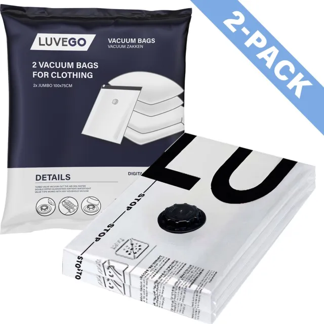 Luvego Vacuümzakken voor kleding en dekbedden - 2 XL Vacuüm opbergzakken - Extra grote vacuümzakken 2-pack