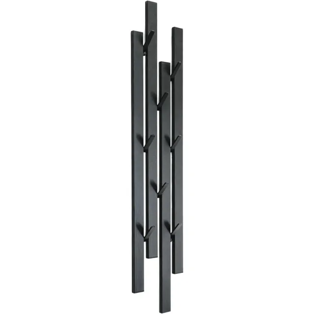 Famanu Wandkapstok van zwart metaal met 8 haken, smalle gangkapstok voor moderne inrichting, ideaal voor het ophangen van jassen en accessoires