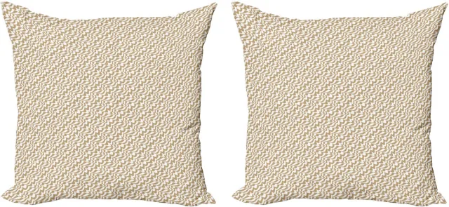 ABAKUHAUS Art Deco decoratieve kussenhoezen, 2-pack, vintage onregelmatige golven, modern accent, dubbelzijdige digitale print, 40x40 cm, amandelwit