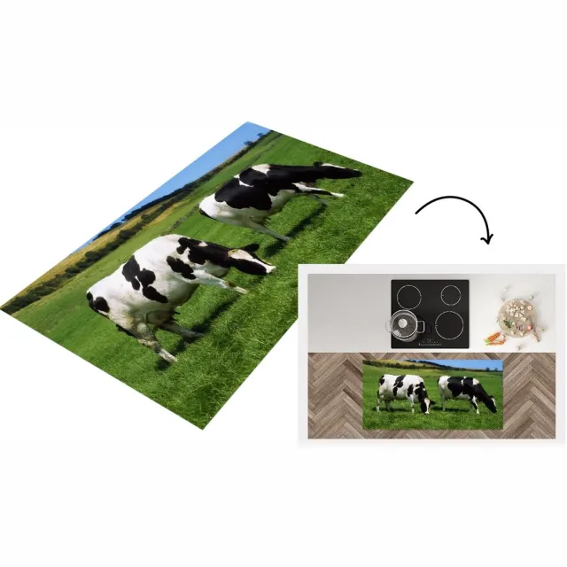 KitchenYeah Keukenloper - Loper keuken - Koeien - Dieren - Gras - Keukenloper vinyl Multicolor