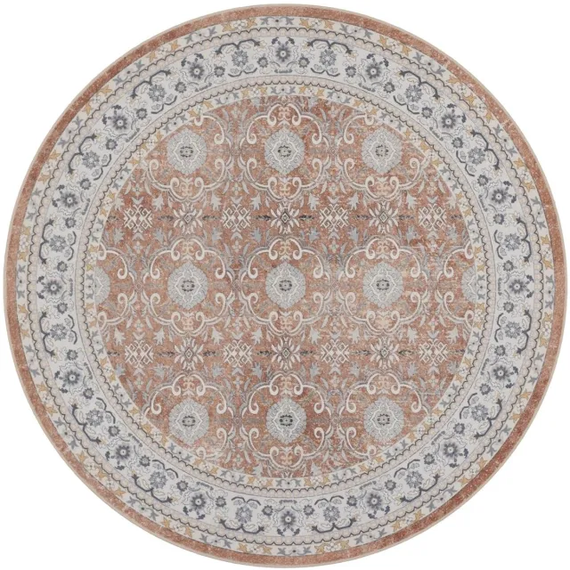 Dutch XXL Rond Vintage Vloerkleed | Tapijt | Inka | Ornamenteel | Terracotta